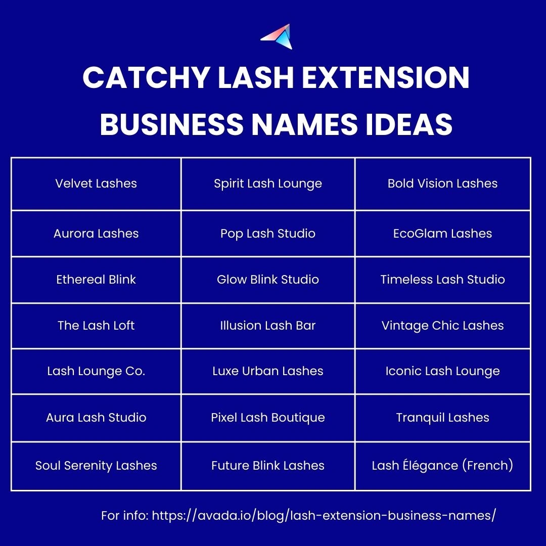 Lash Extension Business Names list